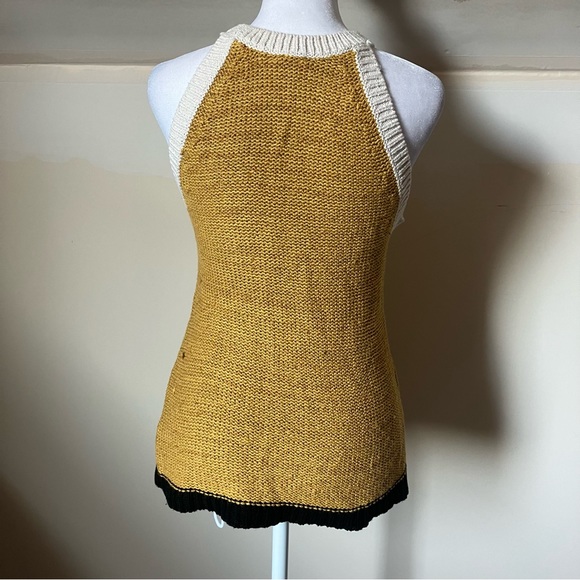 Moth by Anthropologie Yellow Knit High Neck Tank Top size Small - Picture 3 of 6